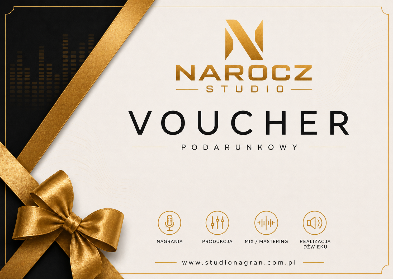 Voucher kwotowy do studia nagrań 1 Karta podarunkowa do studia nagrań Narocz Studio